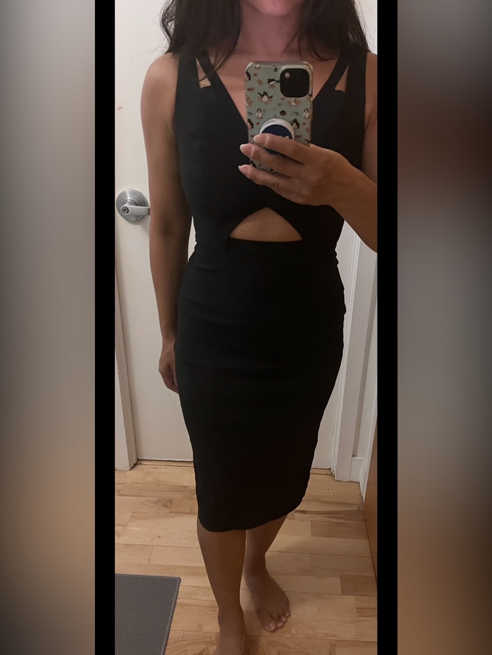 ASOS Black Cutout Midi Bodycon Dress size 0
